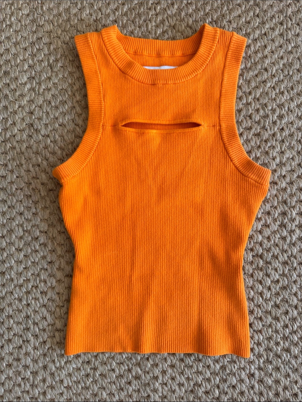 PISTOLA Orange Sleeveless Cutout Ribbed Tank Top
